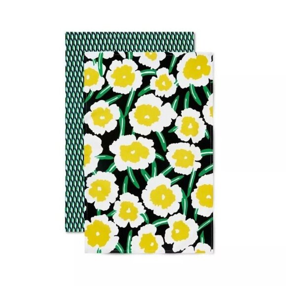 DVF for Target Arrow‎ Geo Green/Yellow Poppy 2 Kitchen Towels - Picture 3 of 5